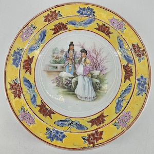 Vintage Chinese Famille Rose Butterflies Moths Hand painted Plate Dish bowl