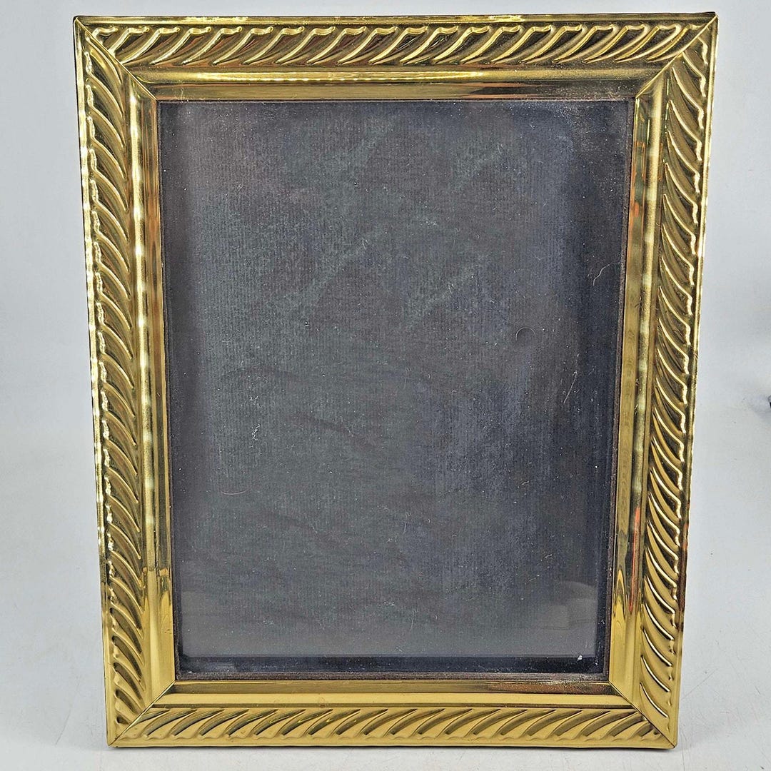 Vintage 80's Art Deco Style Polished Brass Gold 8x10photo Picture Frame ...