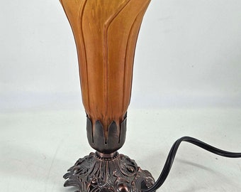 Vintage replica Frosted Amber Lily glass shade Accent Lamp Night Light