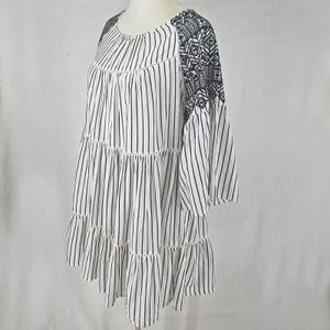 Free People White Black Lola Embroidered Mini babydoll Boho tunic Beach L image 5