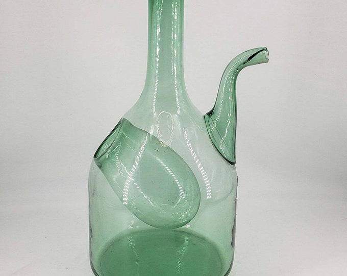 Vintage Italian Style Green Glass Wine Decanter Ice Chamber Etsy