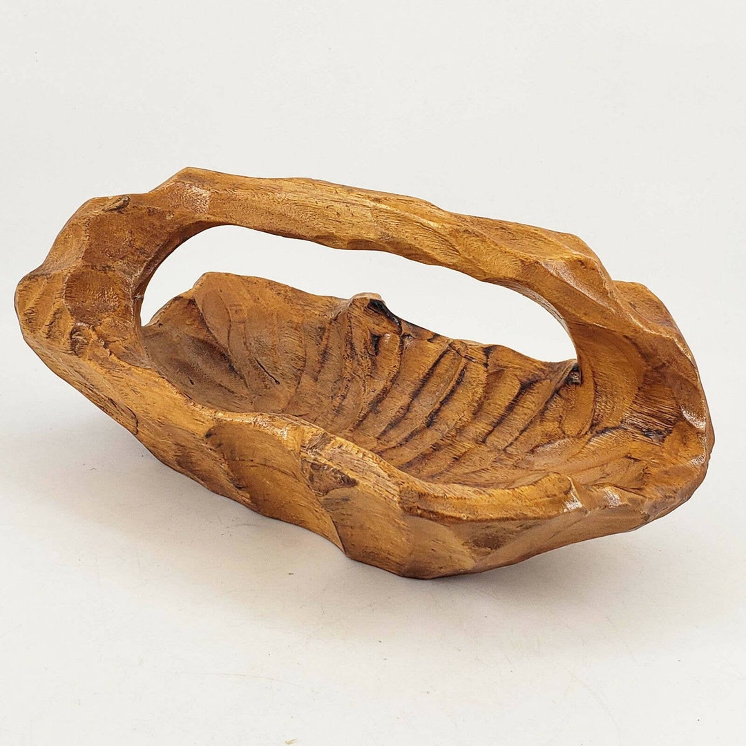 Vintage Burl Wood Basket Bowl Hand Carved Small Tree Trunk Root Etsy