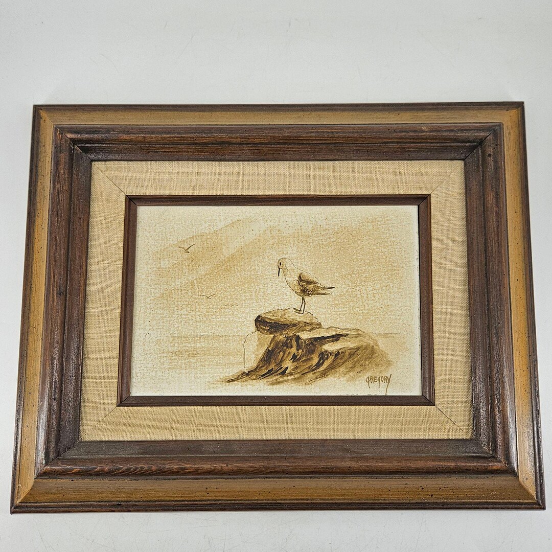 Vintage Seascape Seagull Bonnie Gregory Signed Acrylic on Board Framed ...