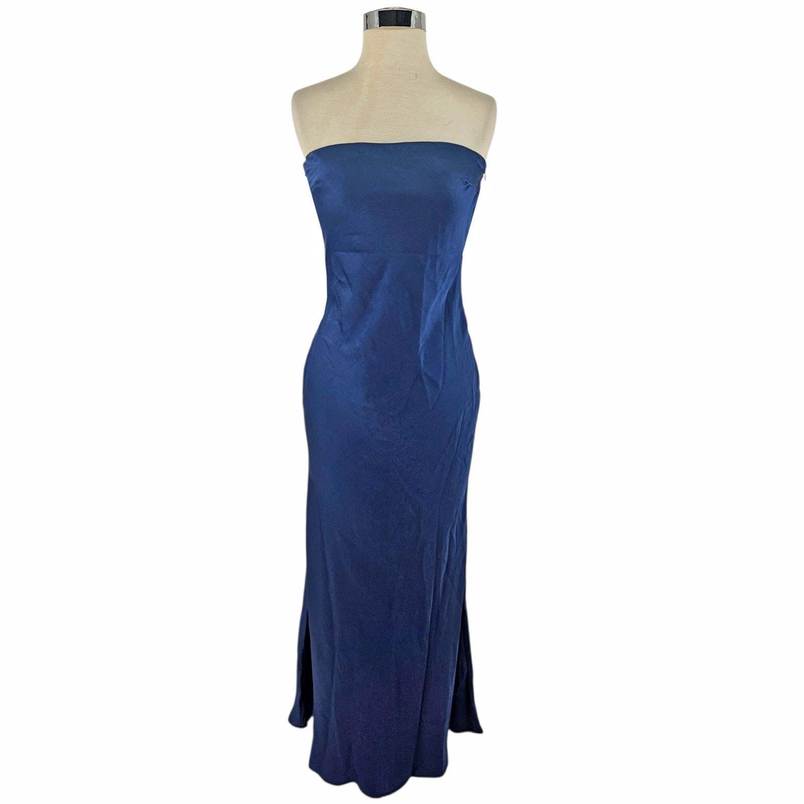 Princess Polly Haley Strapless Maxi Bias Cut Dress Blue Satin Tie Back, 0  NWT - Etsy