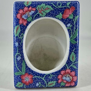 Vintage Japanese Hand Painted Blue Floral ceramic Porcelain Picture Frame