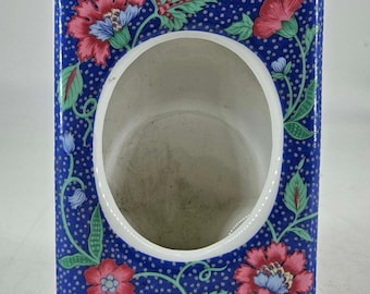 Vintage Japanese Hand Painted Blue Floral ceramic Porcelain Picture Frame