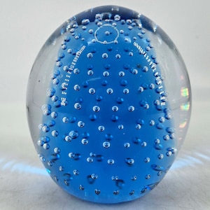 Hand Blown Bullicante Controlled Bubble Studio Art Glass Paperweight polished