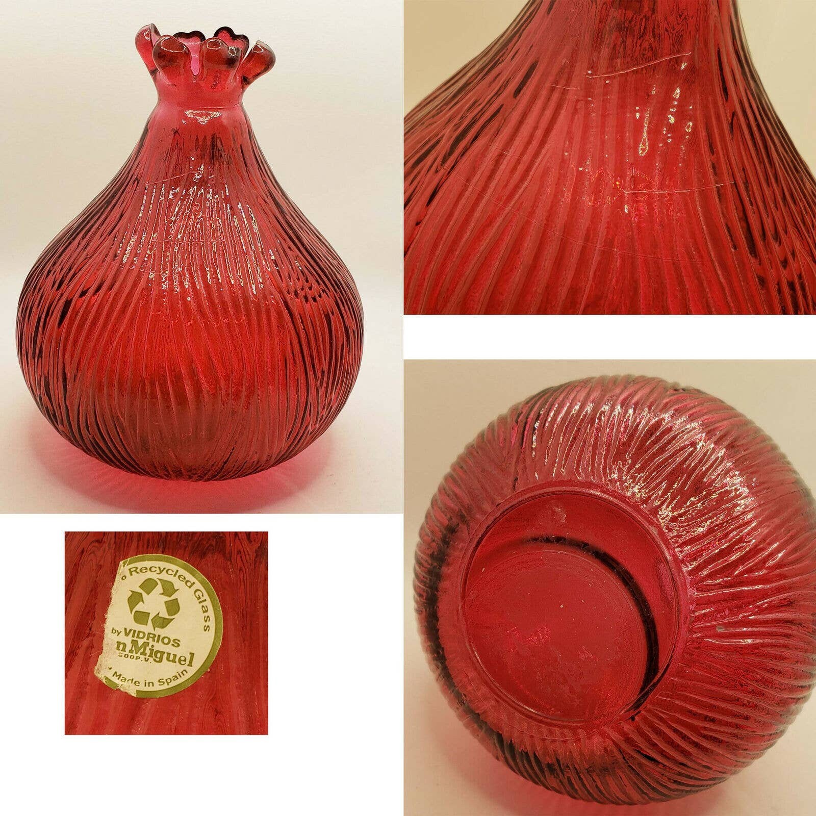 Vidrios San Miguel 100 Recycled Glass Swirled Ruby Red Vase Etsy