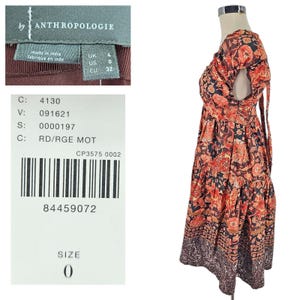 Anthropologie tiered floral boho Printed V Neck Babydoll Dress 0 XS S NWT Bild 3