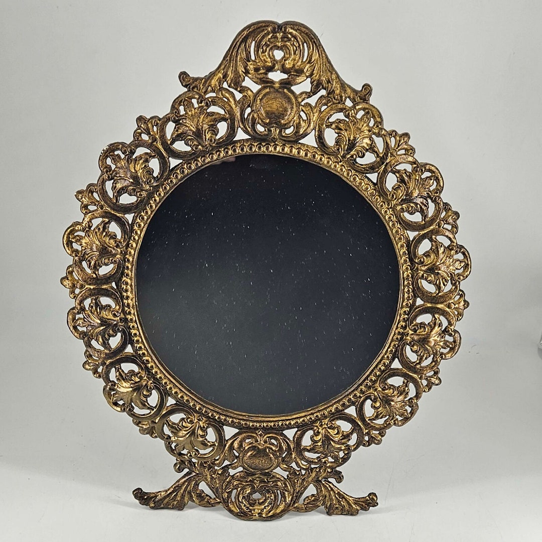 Vintage Iron Art Gold Victorian Rococo Holywood Regency Table Vanity ...