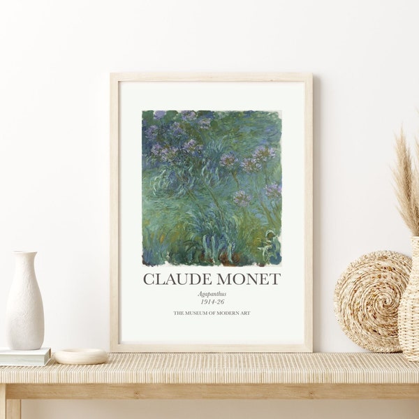 Claude Monet Agapanthus Digital Print, Vintage Wall Art, Home Decor, French Painter, Museum Poster, Boho Home, Art Lover Gift, Printable Art