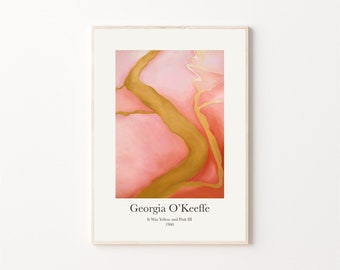 Georgia O'Keeffe It Was Yellow and Pink III 1960 DIGITAL DOWNOLAD,  O'Keeffe Printable Exhibition Poster, Art Print, Vintage Wall Art,