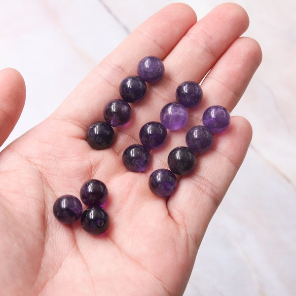 1PC,6mm/8mm/10mm,Half Drilled Natural Amethyst Round Beads,Half-drilled Gemstone,Half hole beads for making Earring,Rings or Pendants