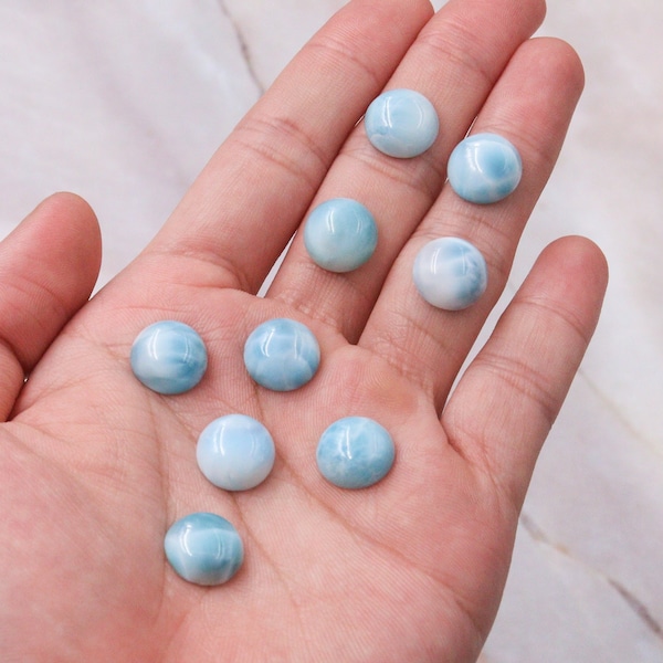 1PC,2/3/4/6/8/10/12/14/16mm,Natural Larimar Cabochon,Round Cabochon,Natural Gemstone Cabochon for making Earring,Rings or Pendants