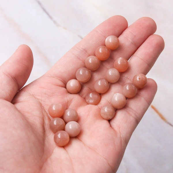 1PC,4mm/6mm8mm/10mm,Half Drilled Natural Sunstone Round Beads,Half-drilled Gemstone,Half hole beads for making Earring,Rings or Pendants