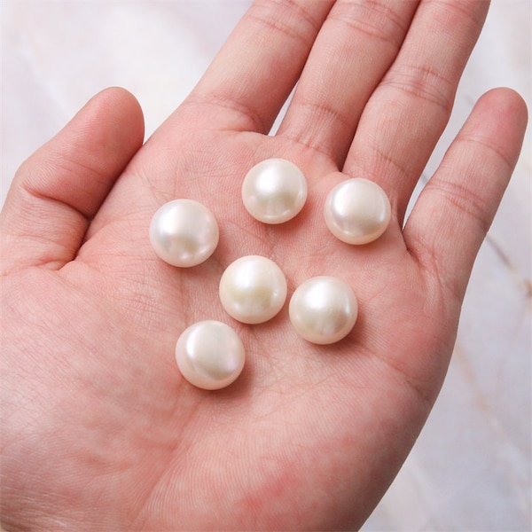 1PC,3~3.5mm-15~16mm,Half Drilled Natural Fresh Water Pearl Flat Back Beads,AAA Grade,Half-drilled Pearl,For making Earring,Rings or Pendants