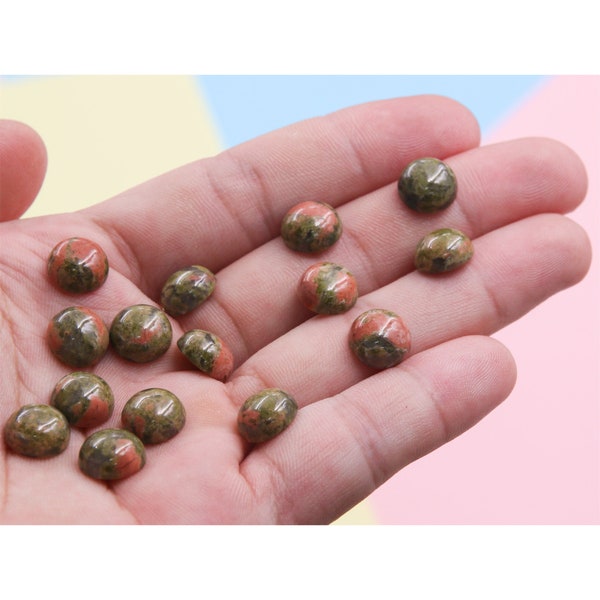 1PC,4mm/6mm/10mm,Natural Unakite Cabochon,Round Cabochon,Natural Gemstone Cabochon for making Earring,Rings or Pendants
