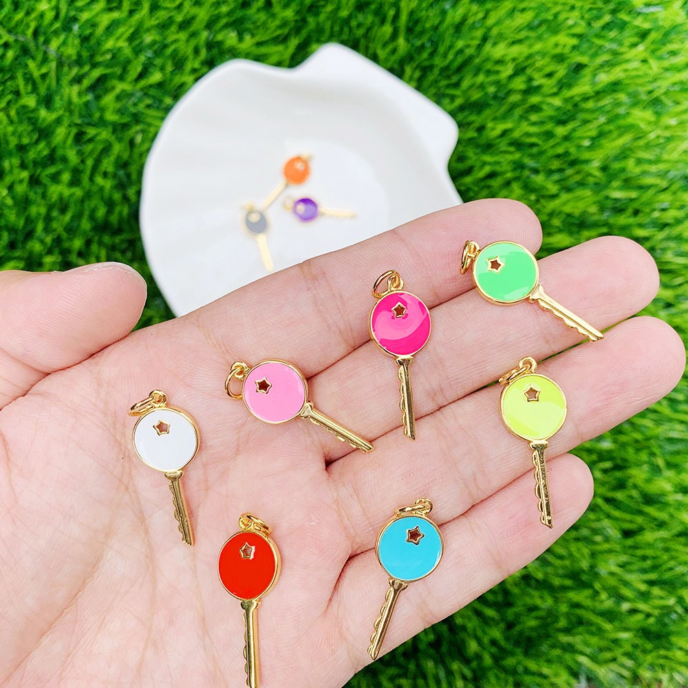 18k Pipe Earing 2x25 with key charm ご注文 ladonna.co.jp