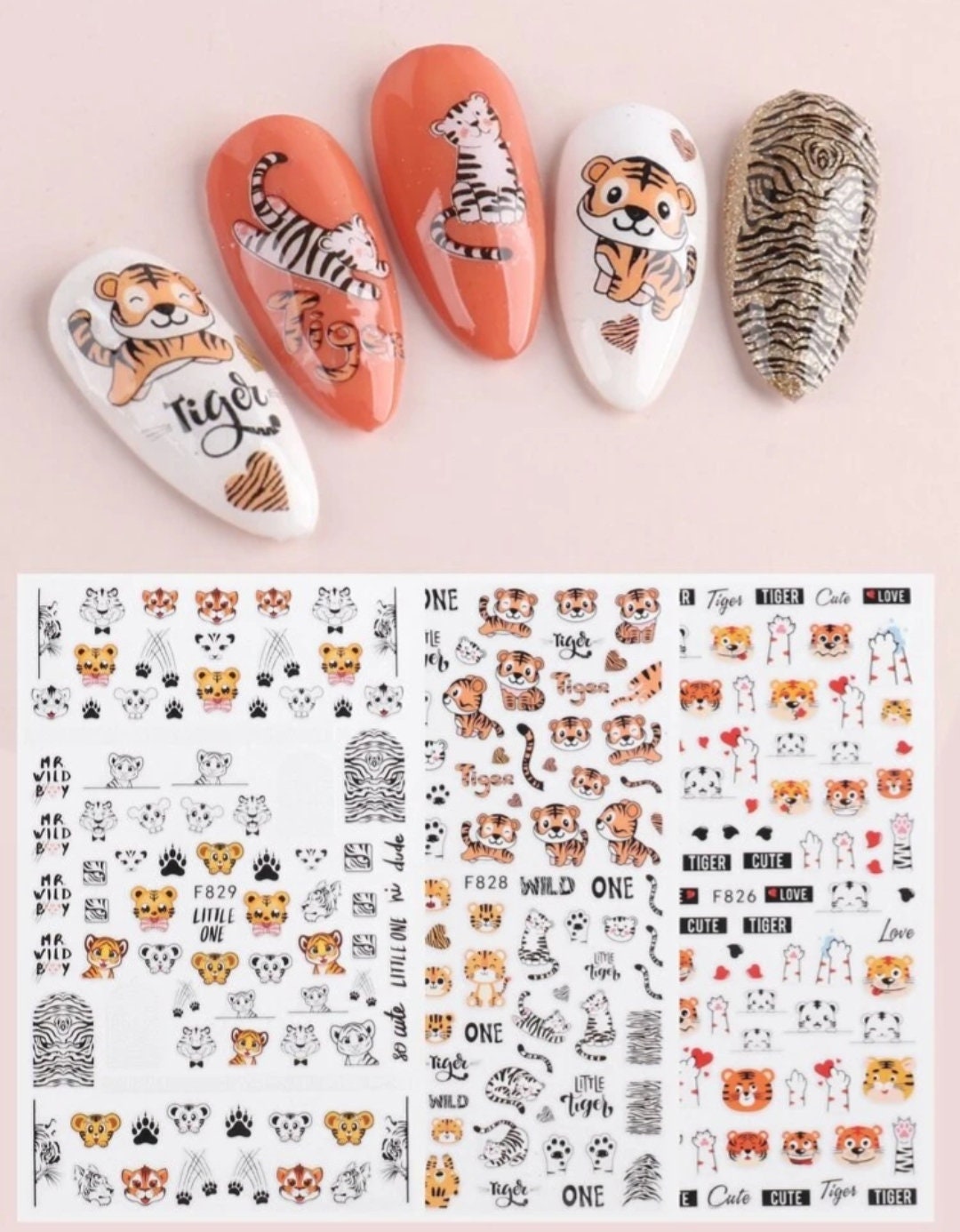 Cute Animal Nail Stickers Cute Nail Art Nail Stickers Nail Etsy