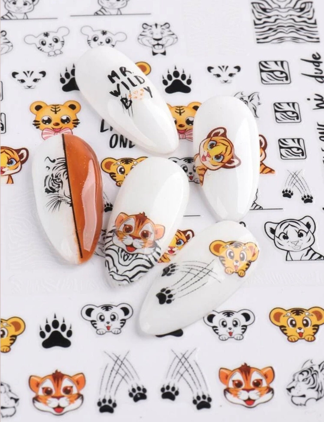 Cute Animal Nail Stickers Cute Nail Art Nail Stickers Nail Etsy