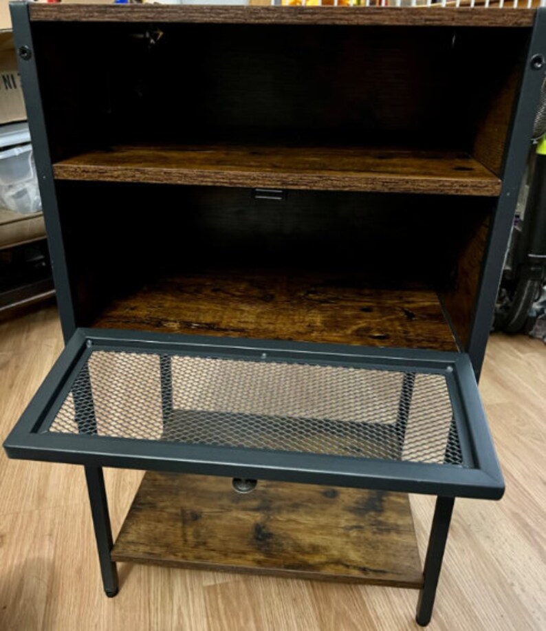 Wooden Bedside Table With Charging Station Handmade Etsy