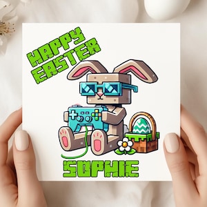 Carte de Pâques personnalisée pour les joueurs, nom personnalisé et message spécial à l'intérieur cadeau pour les amis de la famille maman papa grands-parents tante oncle enfant