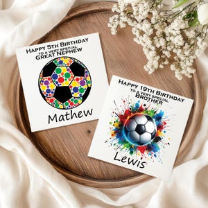 Carte d'anniversaire de football personnalisée, cadeau parfait pour les fans de football, petite-fille, petit-fils, fille, fils, neveu, frère, soeur, oncle, âge, nom