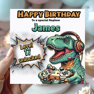 Carte d'anniversaire de jeu personnalisée, cadeau parfait pour les joueurs, petite-fille, petit-fils, fille, fils, neveu, frère, soeur, oncle, âge, nom