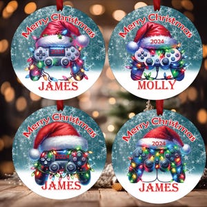 Personalised Bauble Gamer Christmas Ornament - Custom Name Game Controller Tree Decoration 2026
