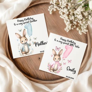 Carte d'anniversaire pour petite-fille, petit-fils, fille, fils, nièce, neveu, frère, soeur, petite fille, garçon, pour elle et lui, 1er cadeau