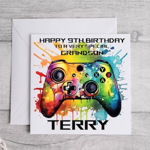 Carte d'anniversaire de jeu personnalisée, cadeau parfait pour les joueurs, petite-fille, petit-fils, fille, fils, neveu, frère, soeur, oncle, âge, nom
