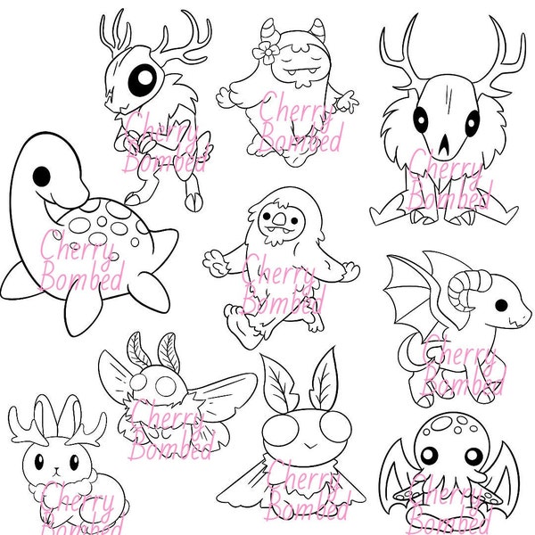 Cryptids/Mythology Chibi SVG + PNG Bundle