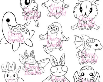 Cryptids/Mythology Chibi SVG + PNG Bundle