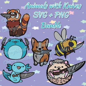 Chibi Animals with Knives SVG + PNG
