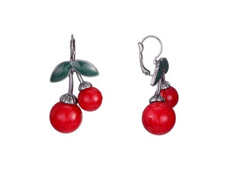 Boucles D'oreilles Dormeuse cerise rouge - Merve