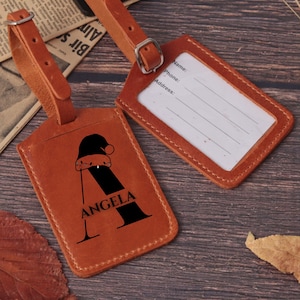 Personalized Leather Luggage Tag, Suitcase Tag : Christmas Gift for Him