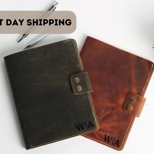 Custom Leather Portfolio A5 Personalized Padfolio Case Etsy