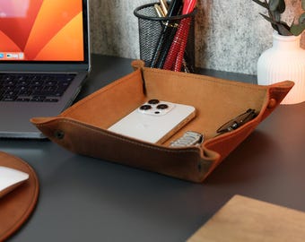 Leather Office Desk Organizer, Catch All Tray, Custom Storage Tray, Personalized Valet Trays, Decorative Desk Tray, Vanity Tray, Office Gift