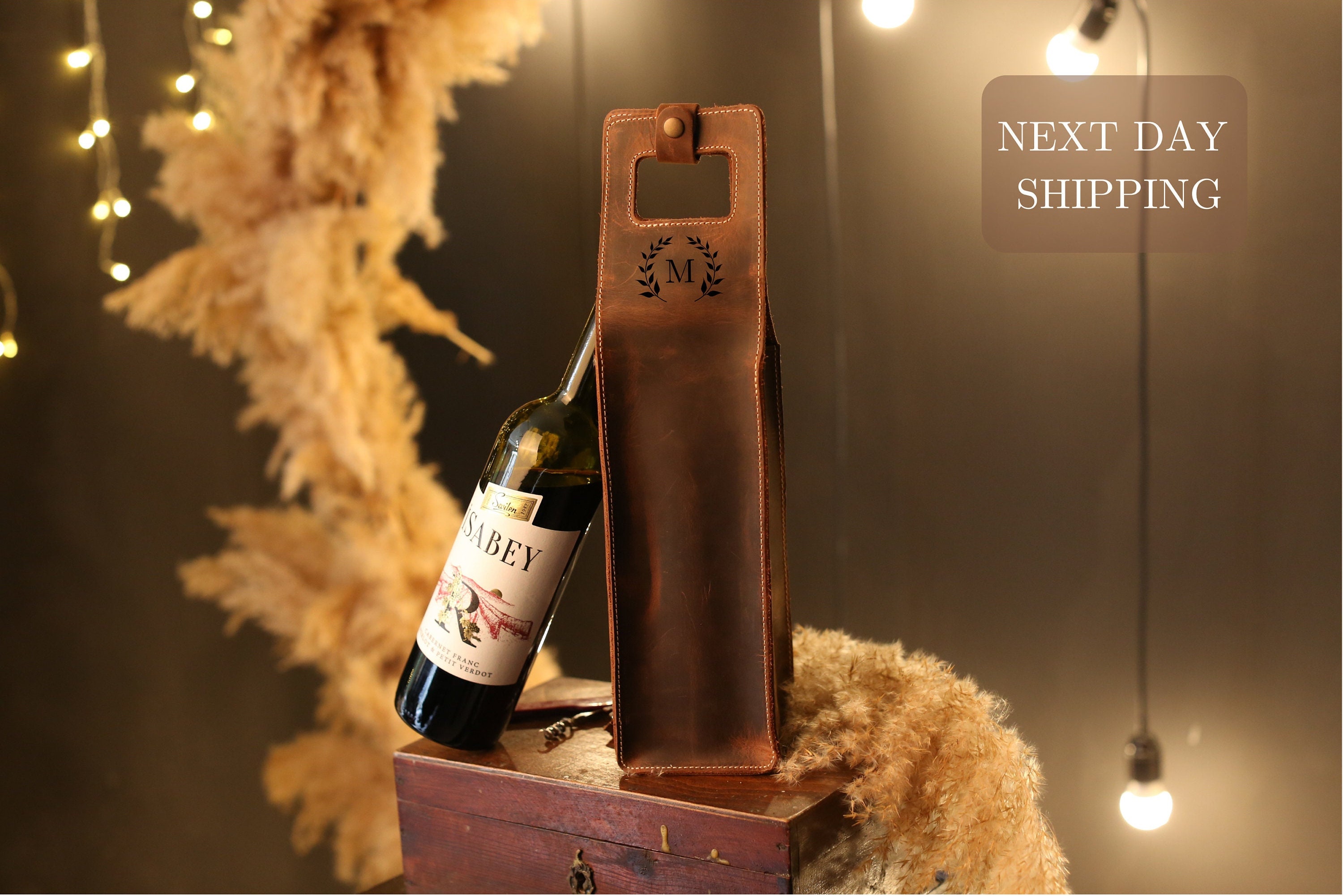 Bey-Berk Leather Wine Bottle Carrier Caddy Travel Tote Bag & Tool Set,Black