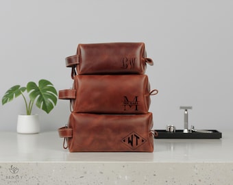 Personalized Leather Dopp Kit for Men, Valentine's Day Gift for Him
