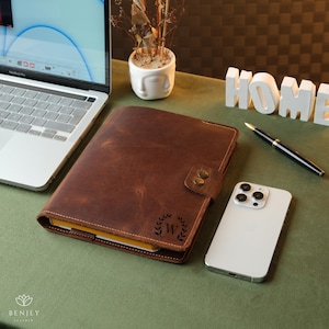 Portafolio de cuero personalizado, Portafolio de cuero A5 personalizado, Regalos corporativos grabados, Portadocumentos para mujer, Juego de regalo empresarial, Regalo para él