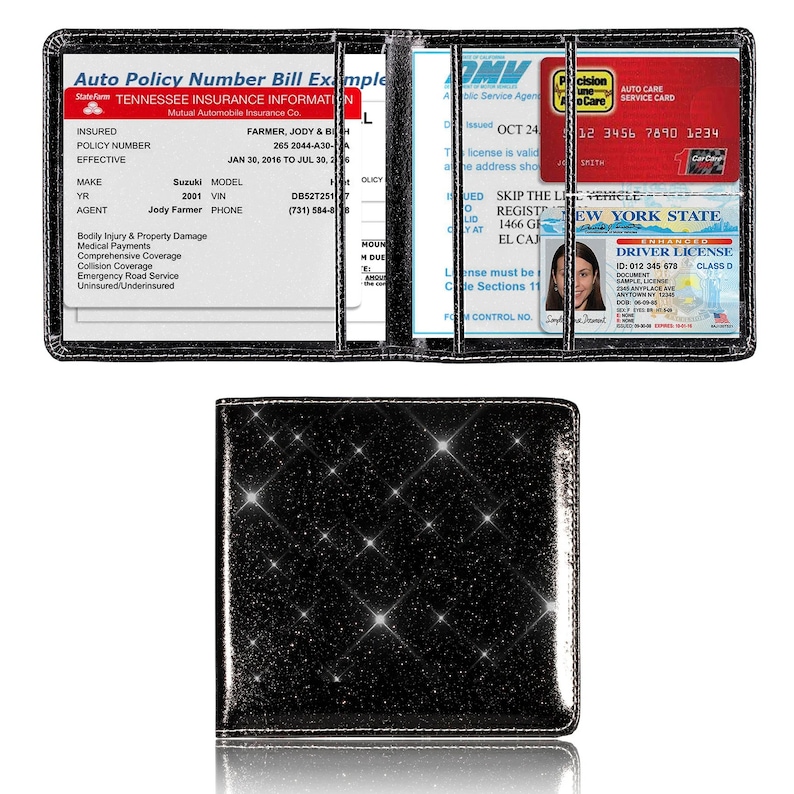Bling Car Registration and Insurance Holder, Vehicle Glove Box Car ...