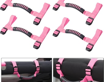 Grab handles fit for Jeep Wrangler , 4 x Grip handle holder roll bar 1987 - 2024 Sports Sahara Freedom Rubicon X Unlimited Pink Black Blue