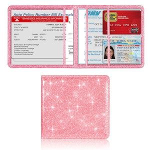 Support pour carte grise et assurance, boîte à gants pour véhicule, organiseur de voiture, étui portefeuille pour femmes pour cartes, document essentiel pour le permis de conduire