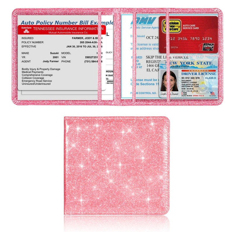 Bling Car Registration and Insurance Holder, Vehicle Glove Box Car ...