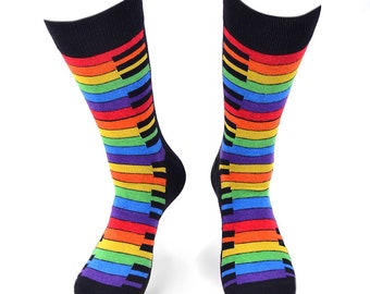 Men's Rainbow Piano Novelty Socks