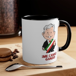 Amlito Presidente De México Taza, Andrés Manuel López Obrador Morena Accent Coffee Mug, 11oz