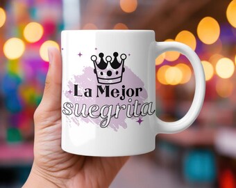 La Mejor Suegra del Mundo Taza, Regalo Para Querida Suegrita Con Diseño Floral Accent Coffee Mug, Accent Coffee Mug, 11oz