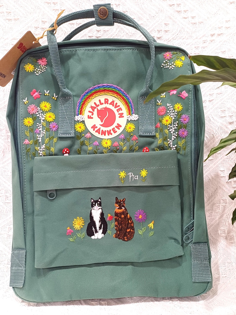 Cat Pattern Rucksack Custom Cat Embroidery Pattern on Fjallraven Kanken Backpack/ Fjallraven ...