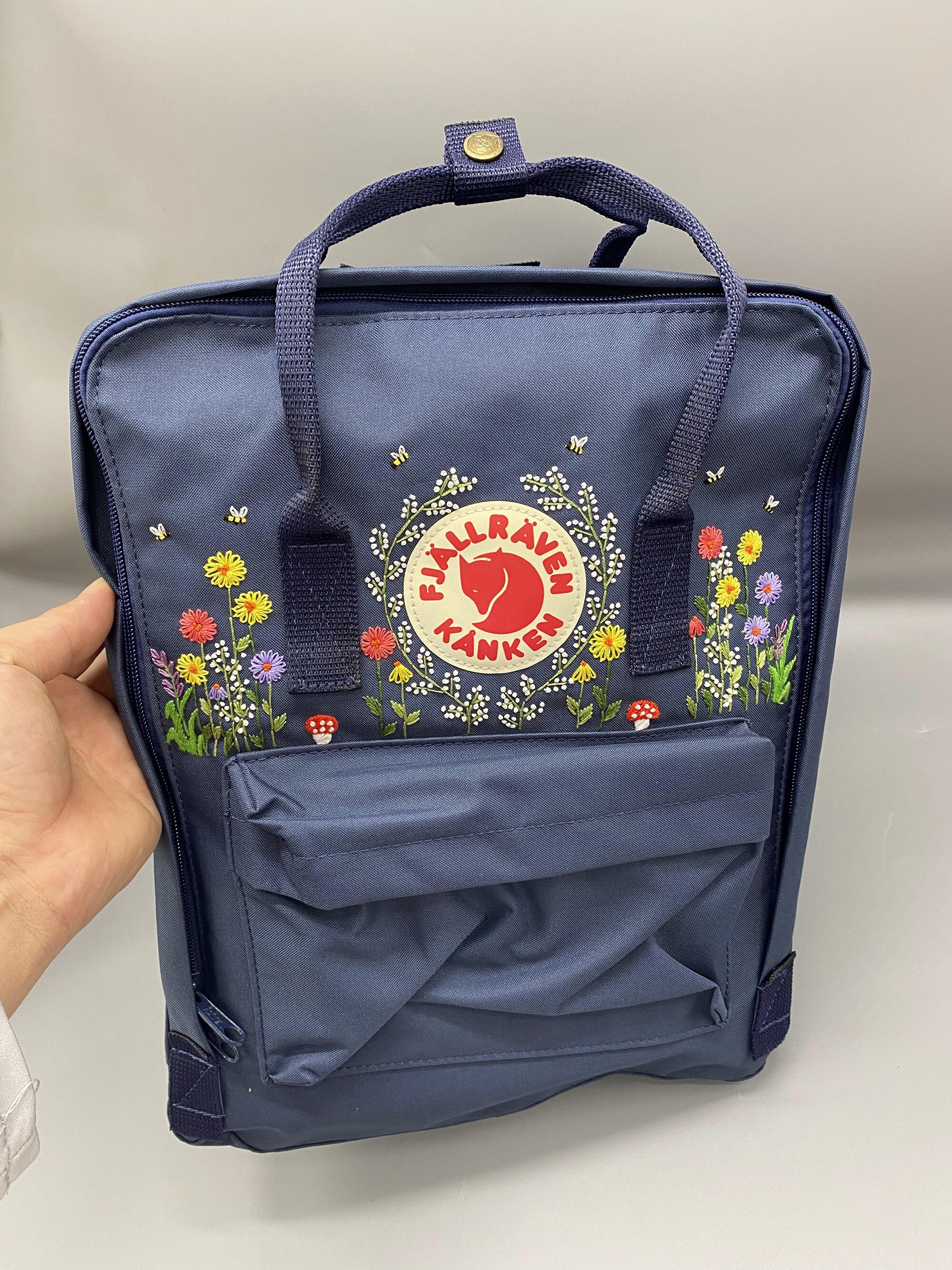 Floral Embroidered Fjallraven Kanken Backpack customized Flower